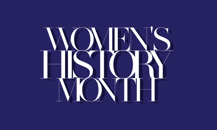 Women's History Month. Brush calligraphy style vector template design for banner, card, poster, background.